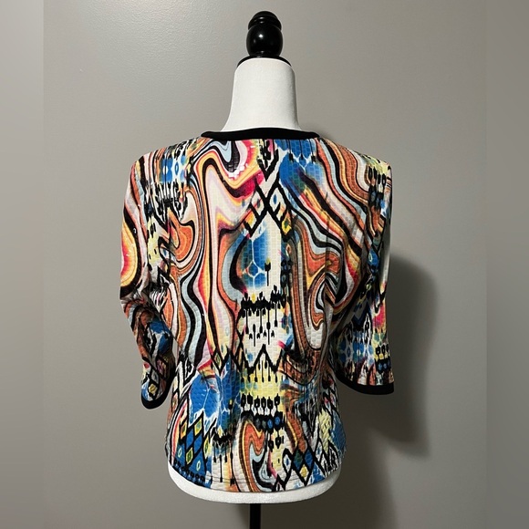 Joseph Ribkoff Multicoloured Abstract Pattern 3/4 Sleeve Dress Jacket Vintage - Picture 8 of 13